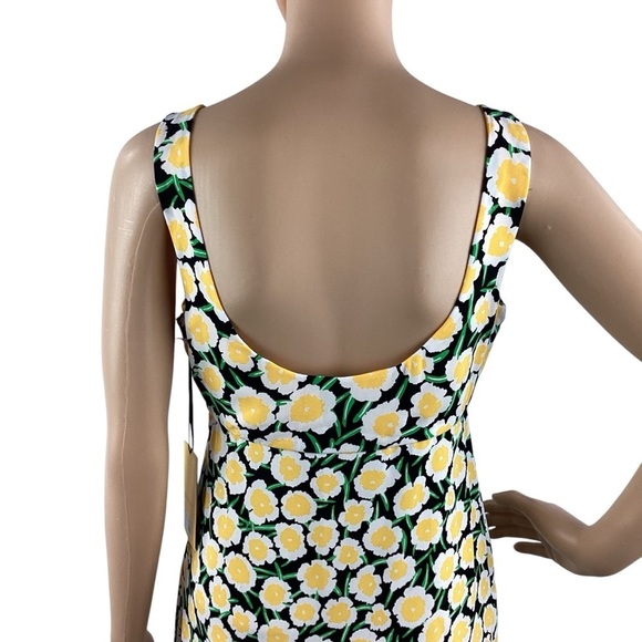 DVF for Target Yellow Floral Empire Waist Mini Dress Size 4 Scoop Back - Picture 6 of 9